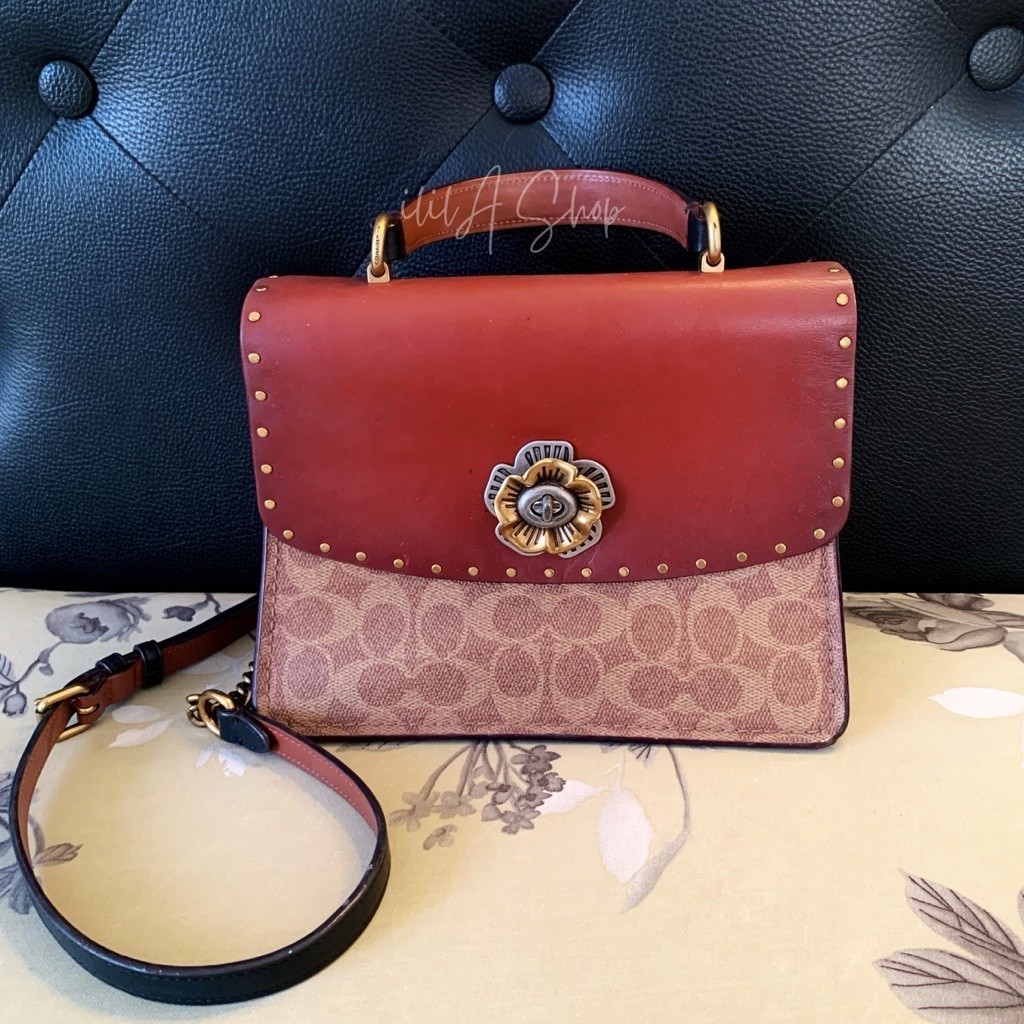 Preloved Original Coach New York Top Handle in Signature Canvas With Rivets