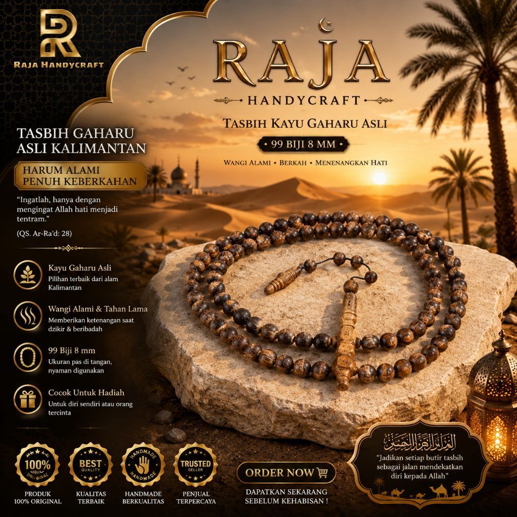 RAJA HANDYCRAFT | Tasbih Kayu Gaharu Asli | Tasbih Gaharu Wangi | Tasbih Gaharu Asli Kalimantan | Ta