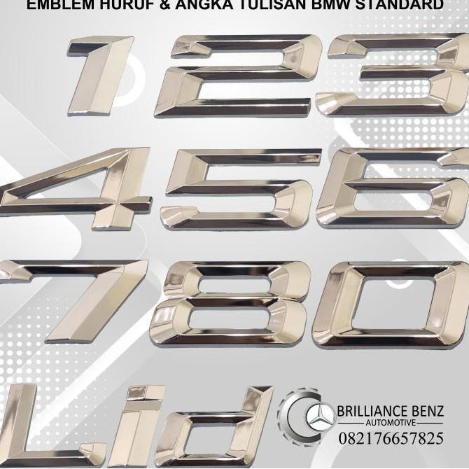 EMBLEM TULISAN BAGASI BMW FONT STANDAR EMBLEM ANGKA HURUF BMW CHROME RESTOCK