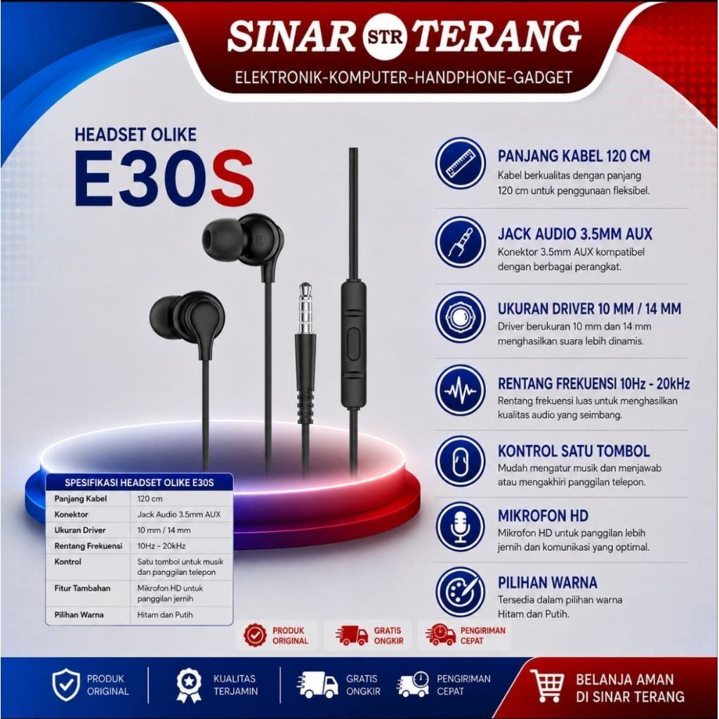 HEADSET KABEL OLIKE E30S