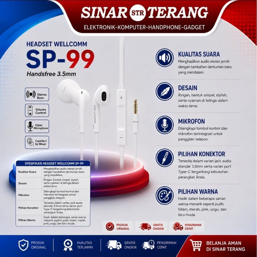 HEADSET KABEL WELCOMM SP99