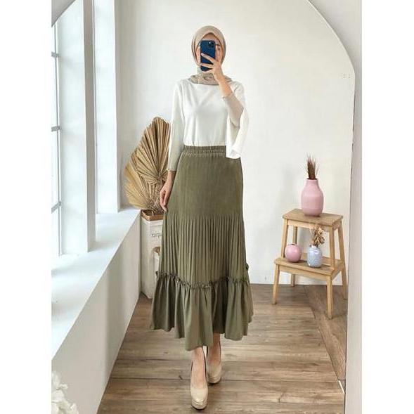 DY120 - ROK SUSUN CLARA ROK LIDI PLISKET PREMIUM TINGKAT ROK POLOS CANTIK KERJA VIRAL GROSIR PGMTA