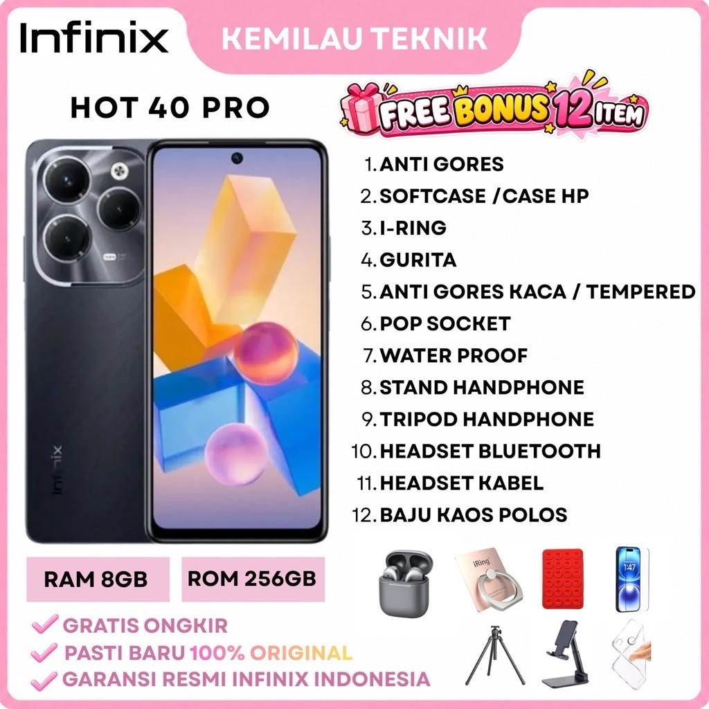 HP INFINIX HOT 40 PRO 12/256 RAM 12GB ROM 256GB 8/256 RAM 8GB ROM 256GB GARANSI RESMI HOT40