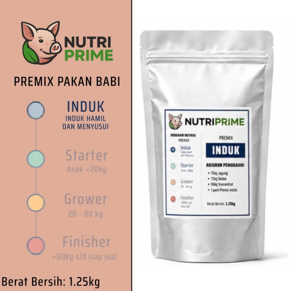 NUTRIPRIME PREMIX PAKAN BABI INDUK 1,25KG - PRAKTIS DAN EFEKTIF