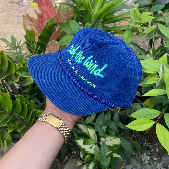 Vintage Blue Corduroy Rope Hat Cap USA