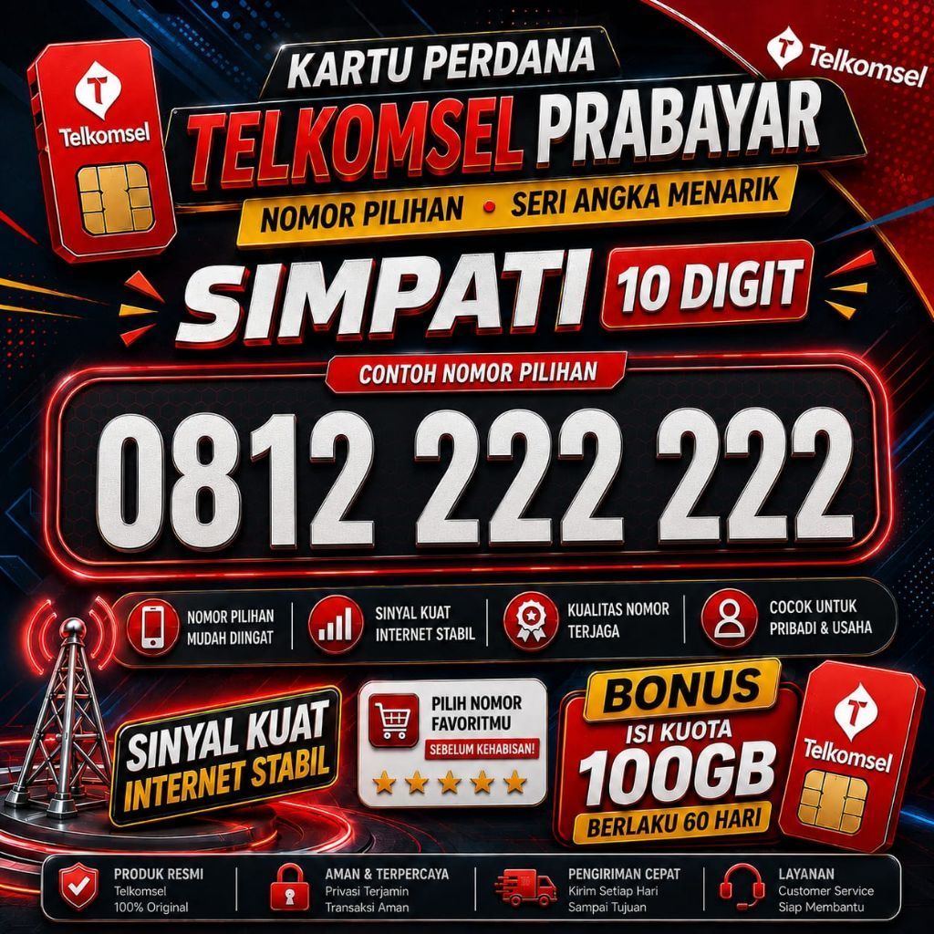 NOMOR BEAUTIFUL TELKOMSEL 10 DIGIT POLA PREMIUM BONUS KUOTA 100GB