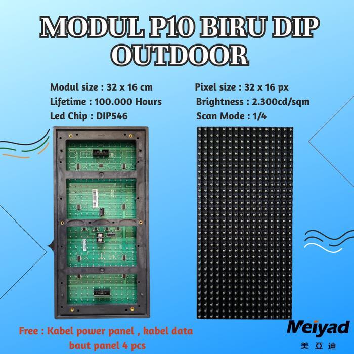 PANEL MODUL LED P10 DIP MERAH HIJAU PUTIH OUTDOOR - HANYA MODUL - Putih