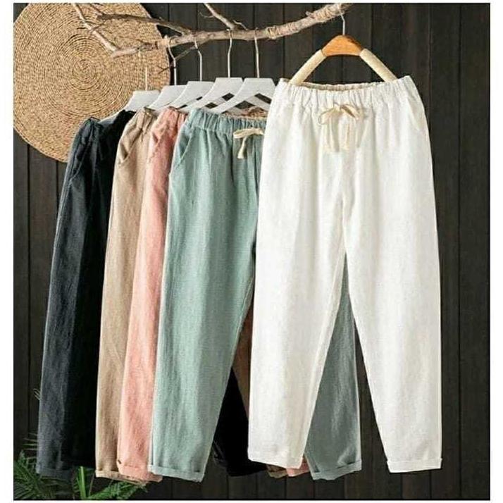 Paling Dicari Celana Wanita Katun Linen 7/8 Korean Style Corapants Terbaru