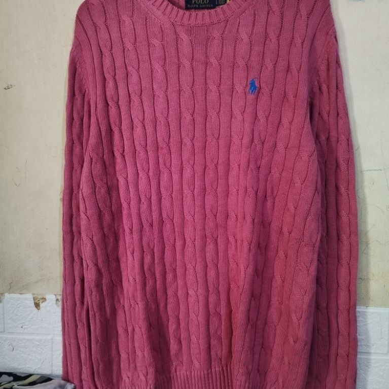 sweater Cable knit polo rl