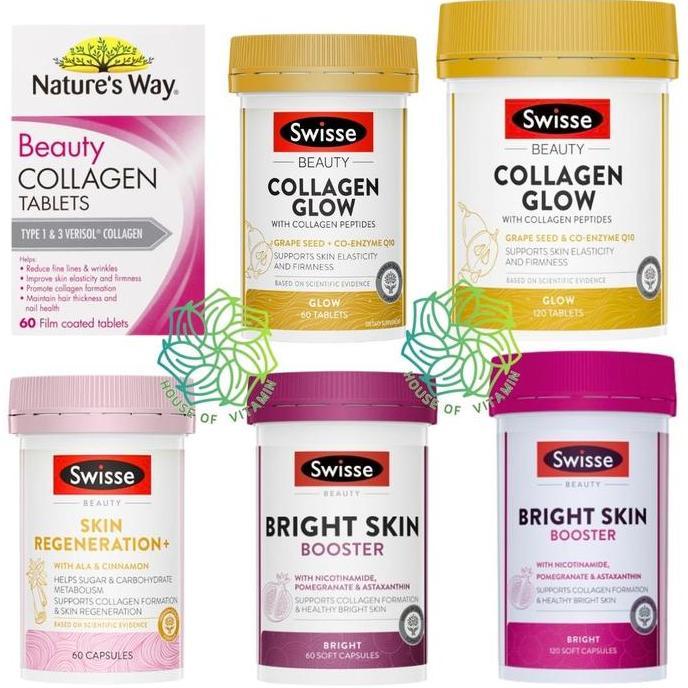 Swisse Beauty Collagen Glow 60 120 Tablet / Bright Skin Booster Skin+ + Plus Regeneration Capsules K