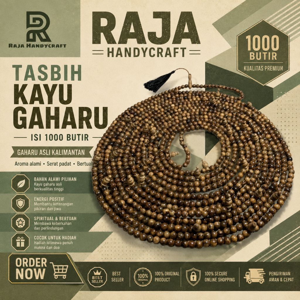 RAJA HANDYCRAFT | Tasbih kayu gaharu tasbih isi 1000 butir gaharu asli gaharu buaya gaharu Kalimanta