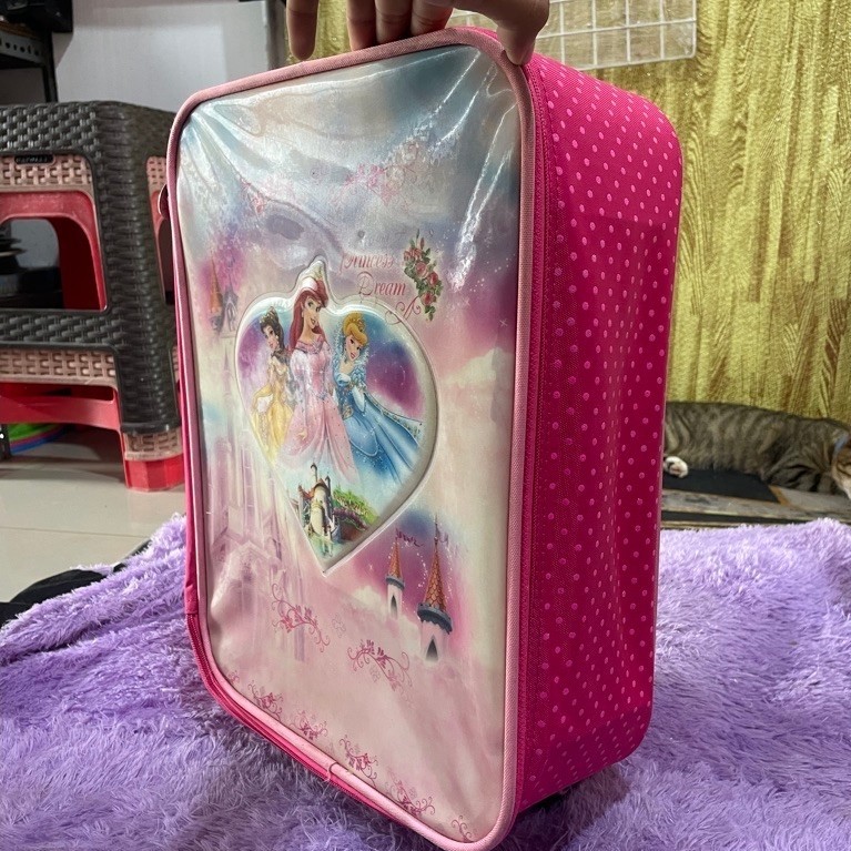 PL Tas koper anak perempuan pink colour motif disney princess UK 30x15x40 cm. Ry