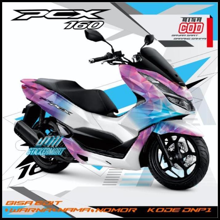 DISKON (PREMIUM) STICKER DECAL FULL BODY HONDA PCX 160 GRAFISH PINK PUTIH 