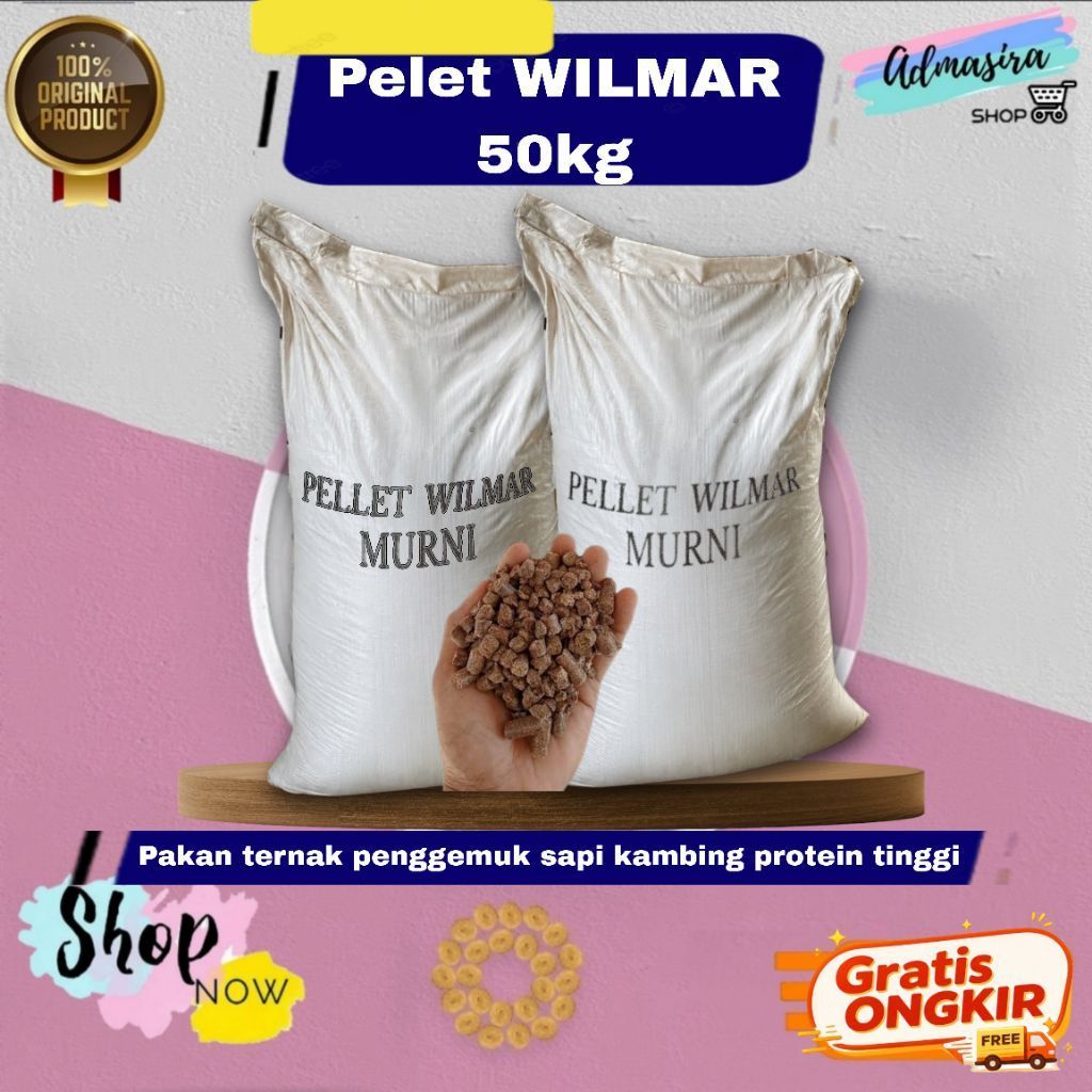 PELET WILMAR 50kg Original pakan ternak sapi kambing domba protein tinggi racing penggemukan 50 kg