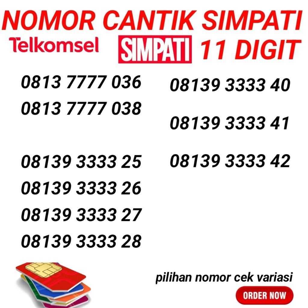 Nomor Cantik Telkomsel Simpati 11 Digit 3333 7777
