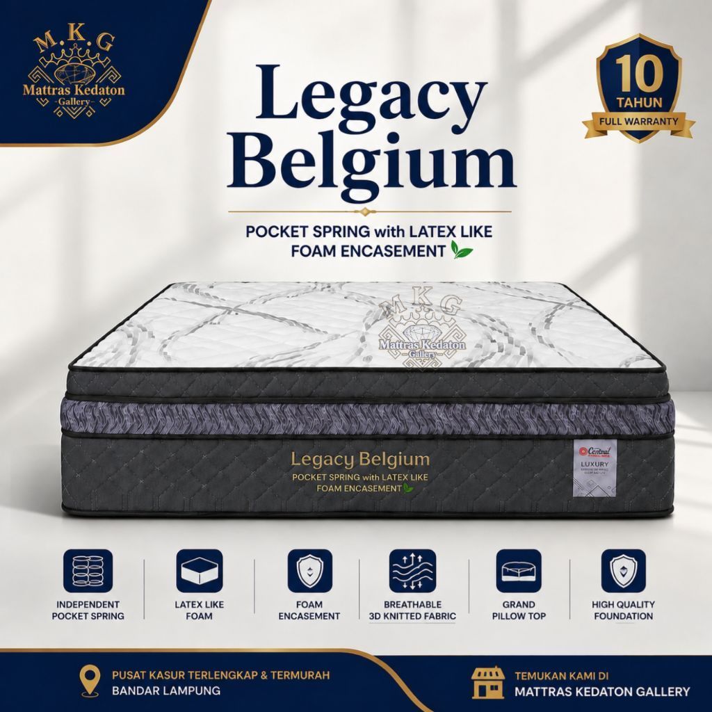 Legacy Belgium Latex Central Springbed – Pocket Spring 37cm | Kasur Premium Lampung