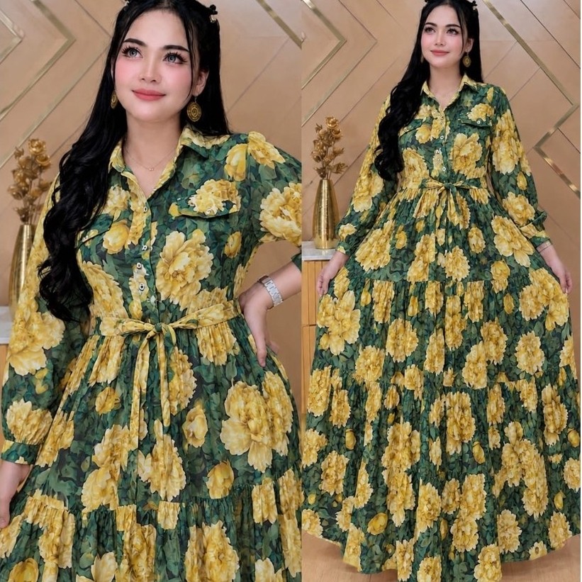 gamis rayon motif  bunga2 terbaru#terviral #terbestseller