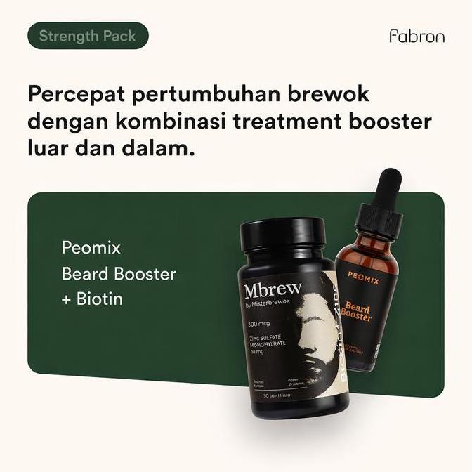 Peomix Beard Booster x Biotin by Fabron - Combo Terbaik Percepat Pertumbuhan Brewok