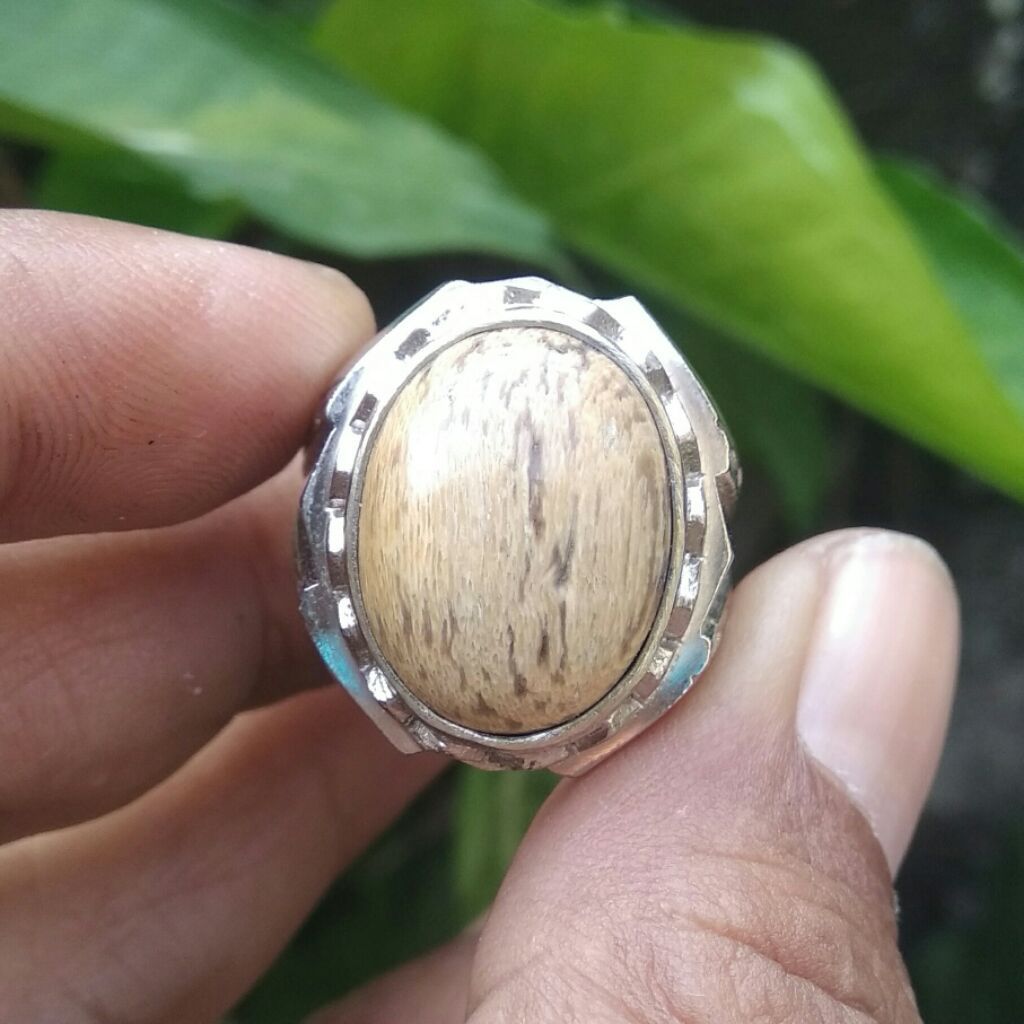 Cincin Fosil Kayu Cibeet Asli – Batu Akik Kayu Membatu Natural