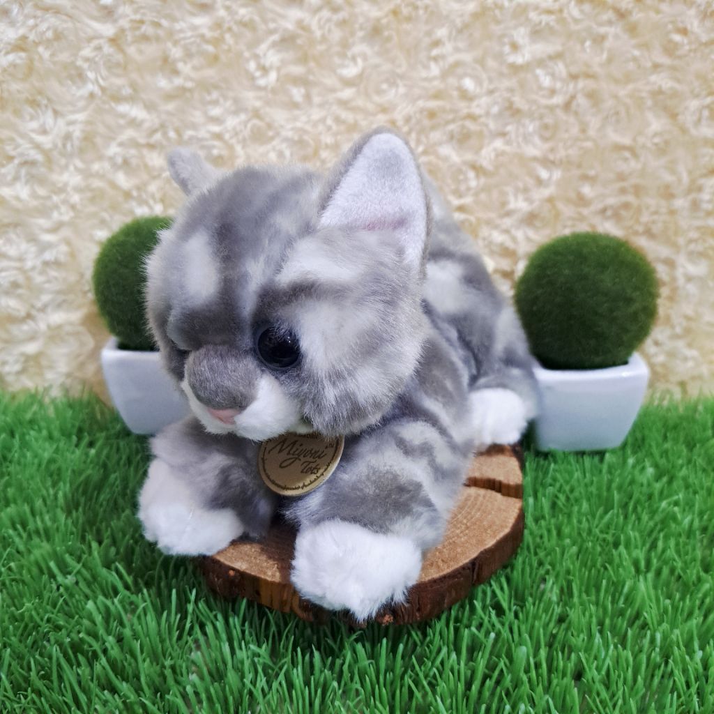Boneka Kucing Abu S Boneka Cat Loreng Abu Boneka Kucing Kalung Miyori