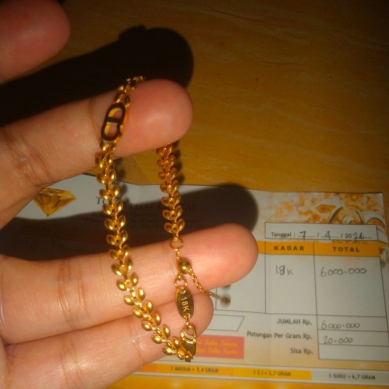 GELANG CD RANTAI DAUN, EMAS 18K