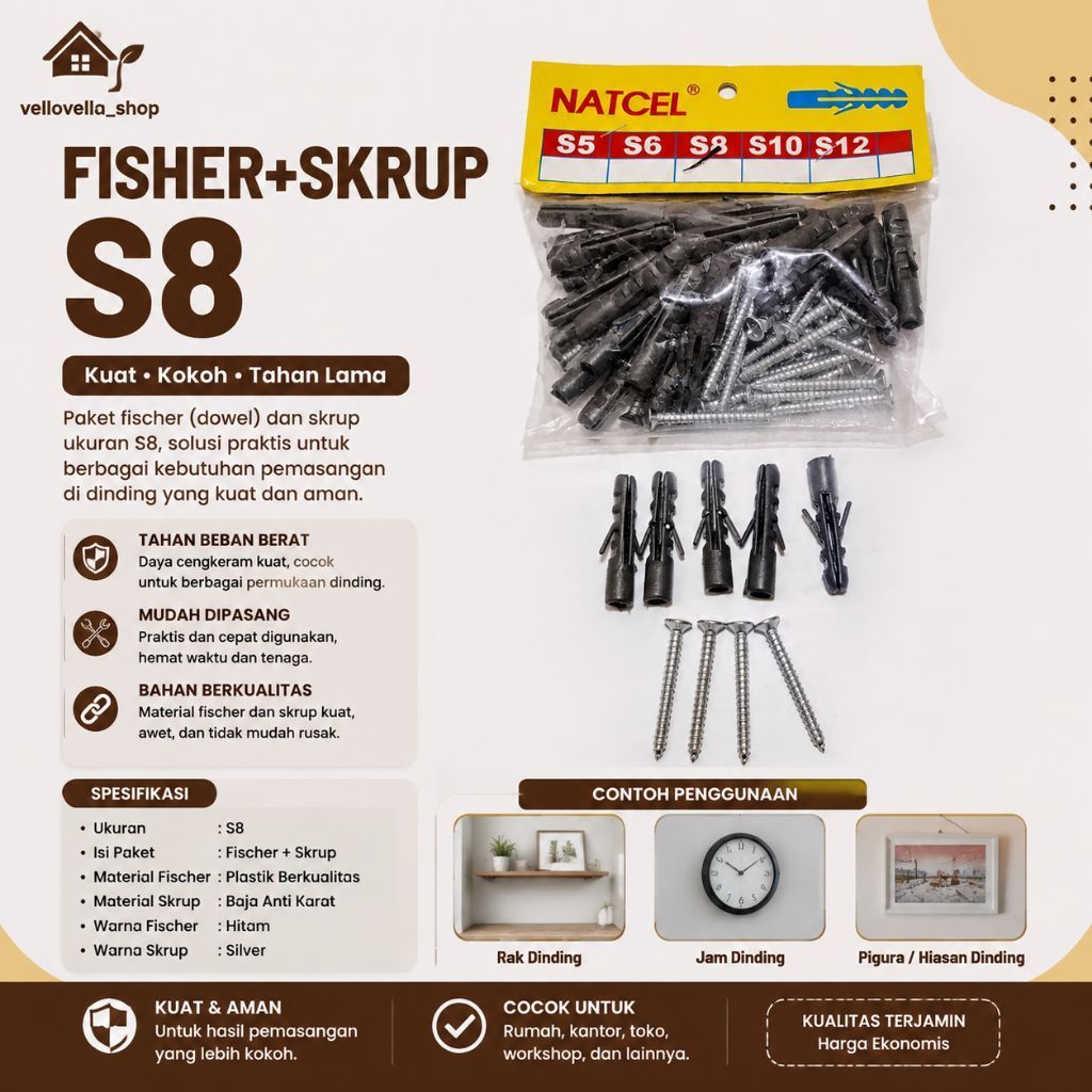 Piser sekrup set S8 / Viser sekrup set S8 isi -/+ 25pc