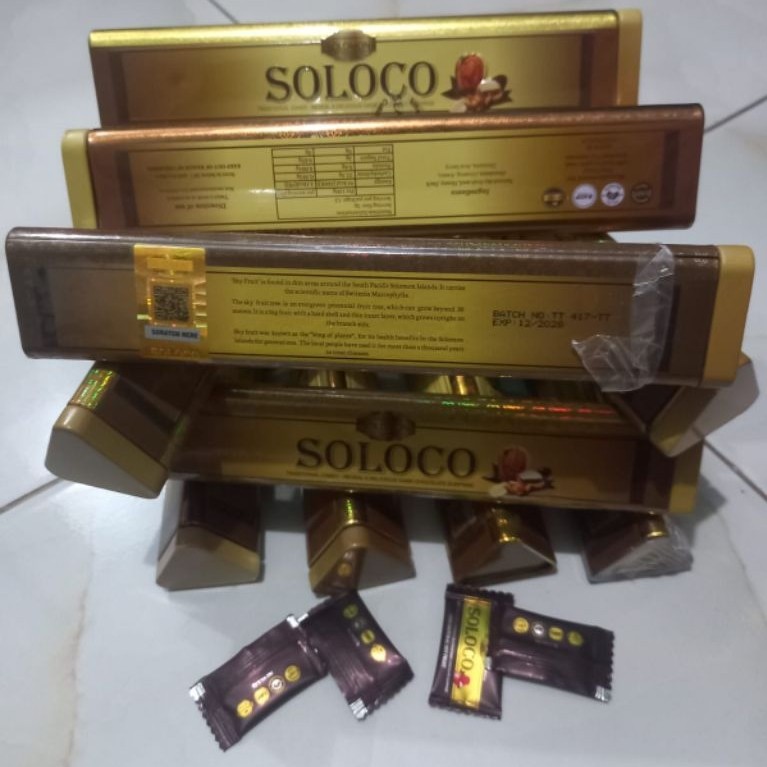 Cokelat SOLOCO batang kemasan emas coklat harga 1 box  isi 12 pcs