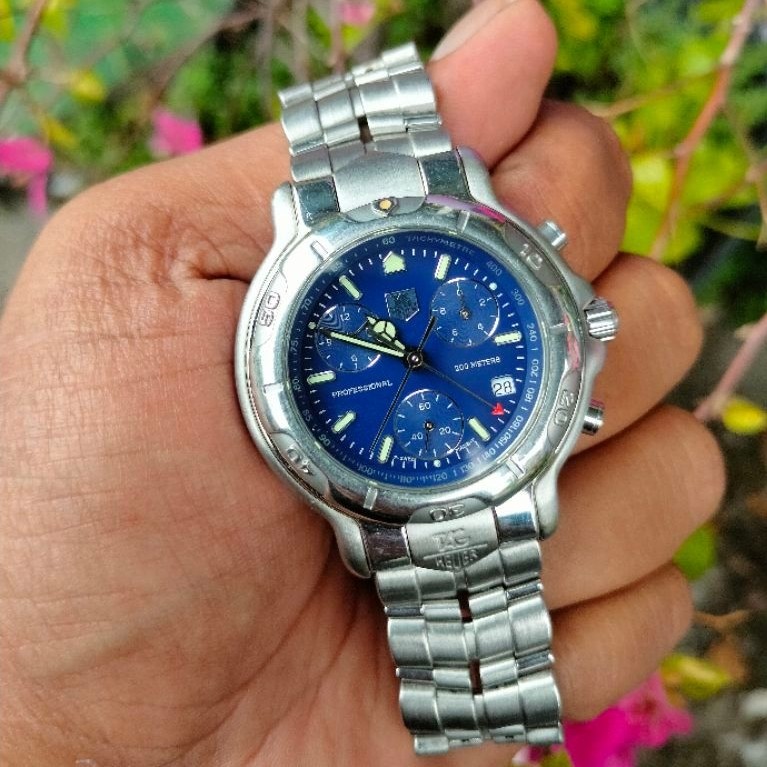 Jam tangan original TAG Heuer 6000 Chronograph Blue Dial CH1111