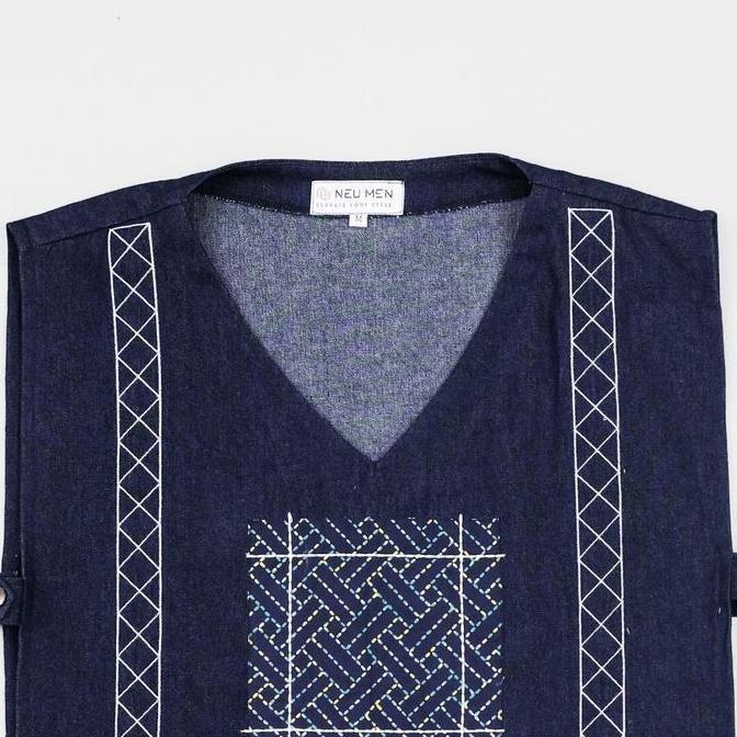 NEU MEN Vest Pria Samudra Vest Denim Bahan Soft Denim Premium