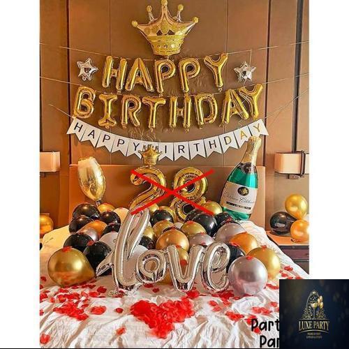 [Paket Romantis] Premium Romantic Birthday Decoration Gold Silver Black