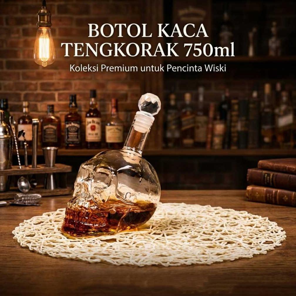 Botol Kaca Tengkorak Crystal Skull Vodka Bottle 750ml - BKT750