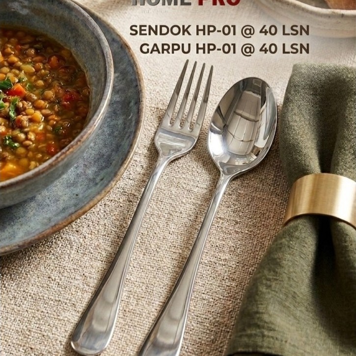 Sendok Garpu Makan PREMIUM Tebal Besar  Elegant Kualitas Hotel HOMEPRO / GANOM PER 6 PCS