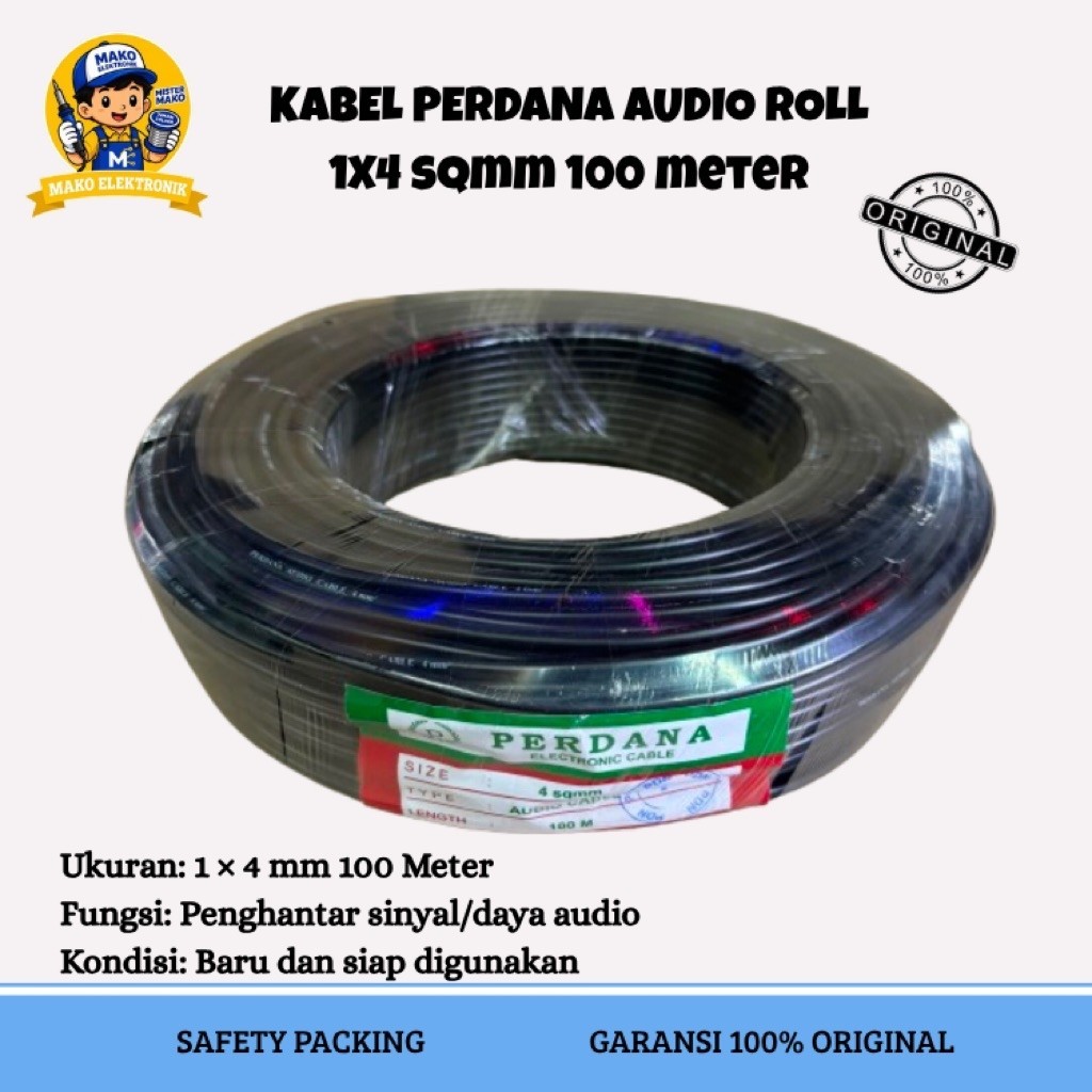 KABEL PERDANA AUDIO ROLL 1x4 sqmm 100 METER CABLE ROLL