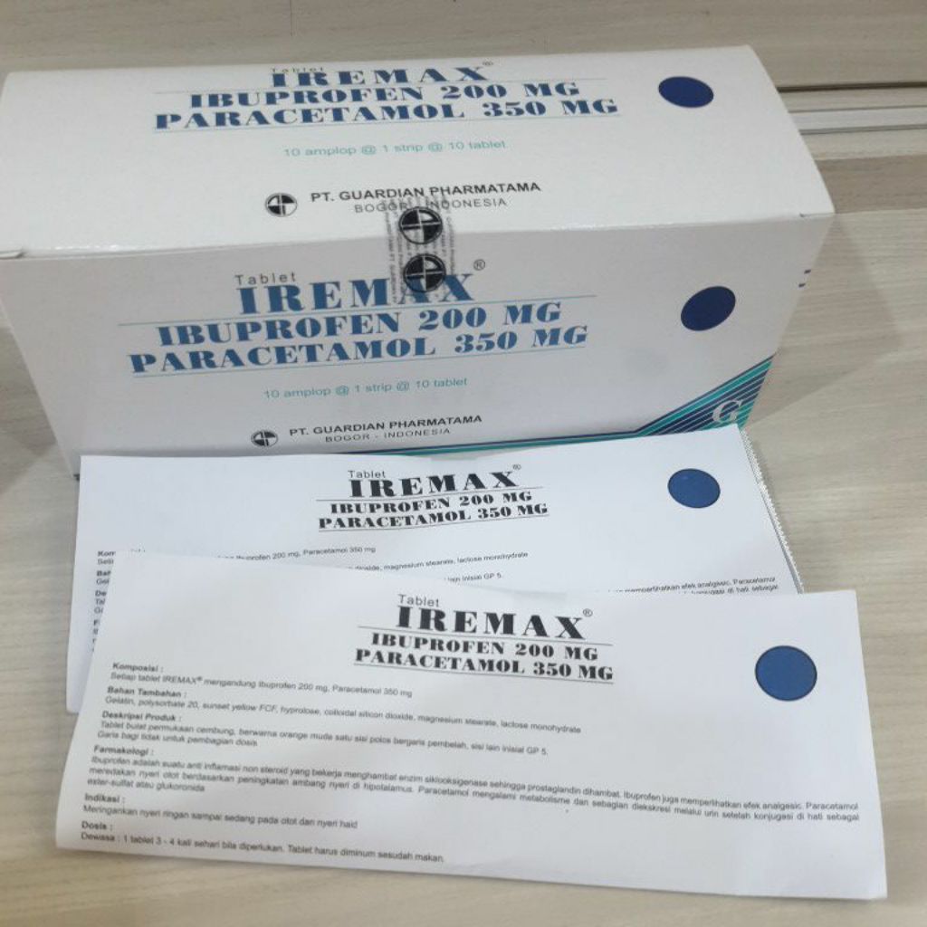 IREMAX 200 MG Strip 10 Tablet Meredakan Nyeri Demam Paracetamol Ibuprofen