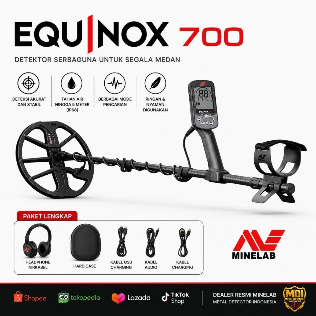 Equinox 700, Multi IQ, Metal Detector Minelab ( Waterproof 5 Meter).