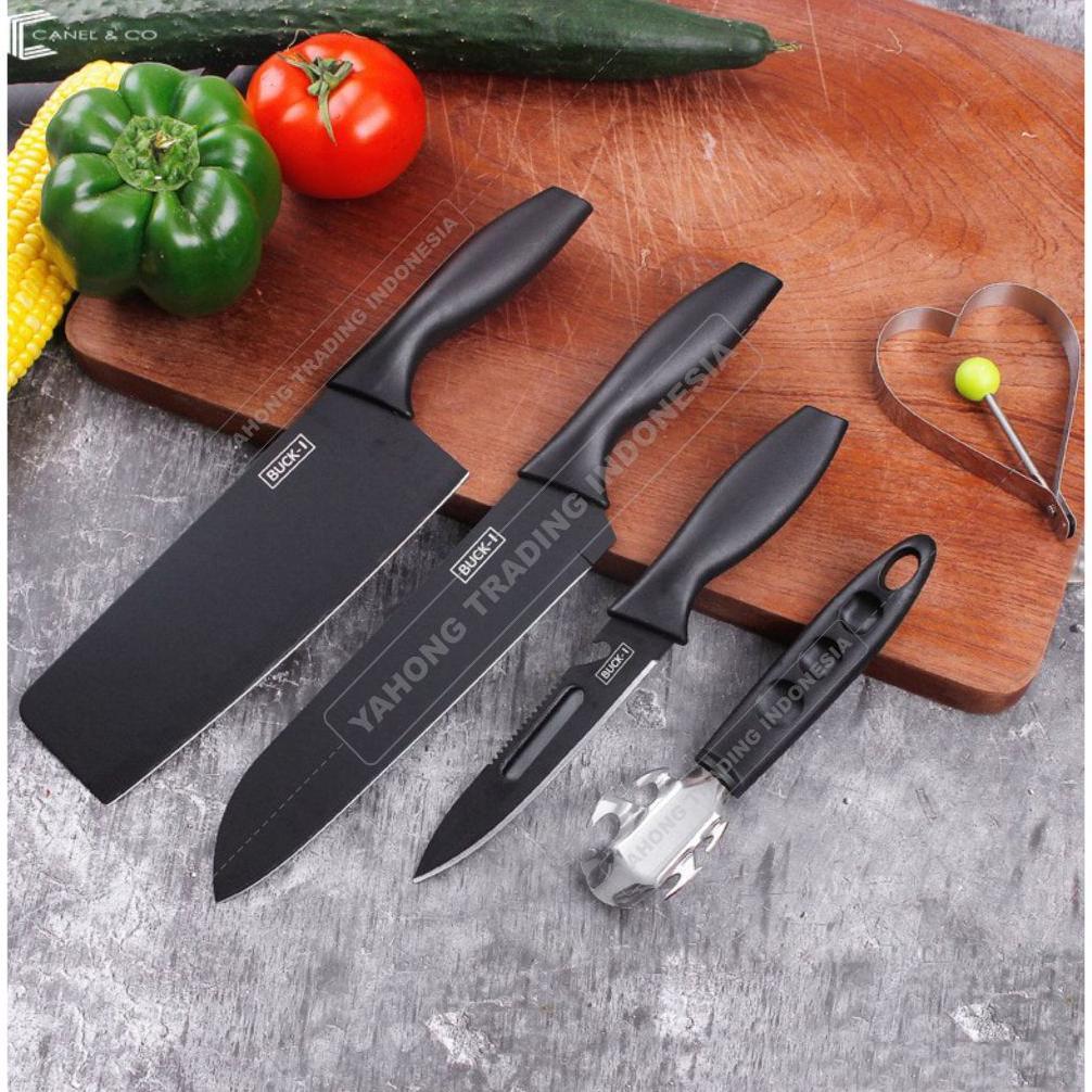 [NEW] Pisau Dapur Lengkap 5pcs Kitchen Knife Set Buck-I 5 pcs in 1