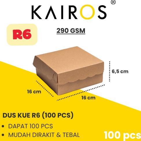 (1 Pack/ 100 pcs) EXCELINDO Kotak Dus Kue / Dus Makanan R6 Kraft Sealer (16 cm x 16 cm x 6,5 cm)