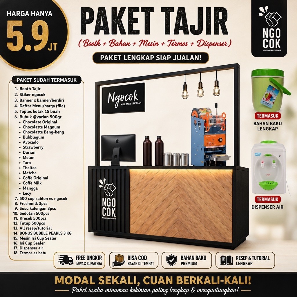 (COD) PAKET USAHA MINUMAN ES NGOCOK TAJIR FRANCHISE MINUMAN TERLENGKAP
