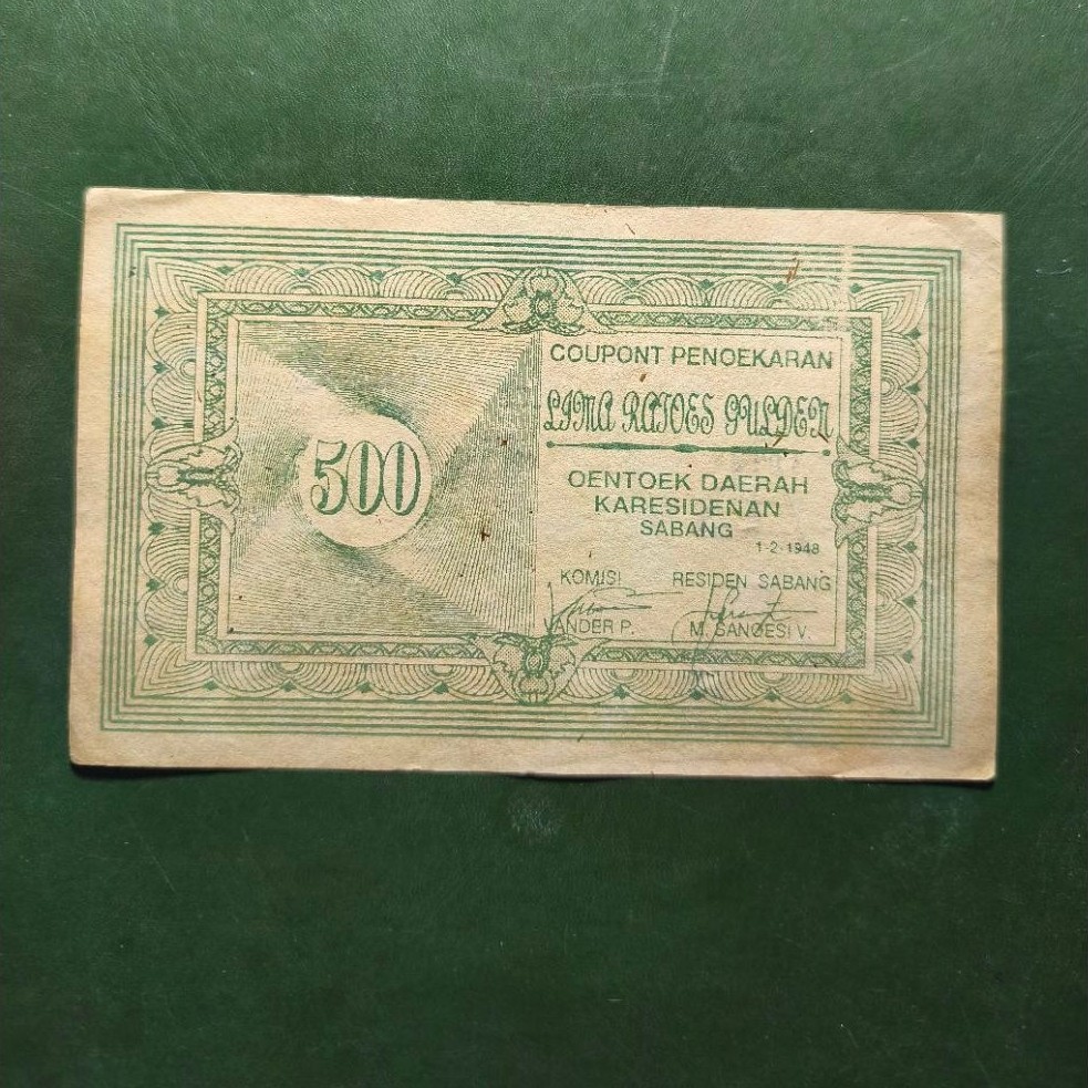 500 gulden uang darurat karisidenan (orida) SABANG thn 1948 original