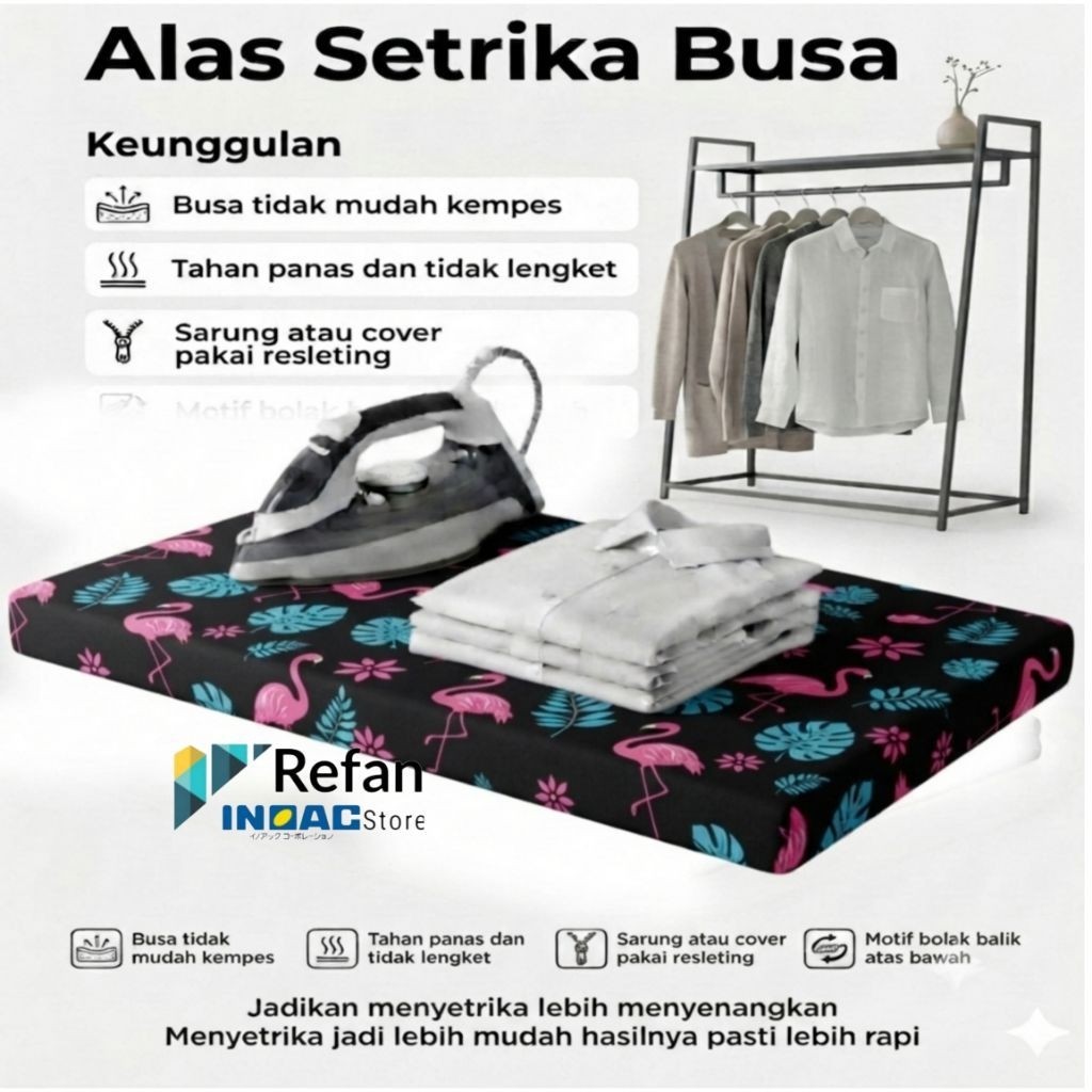 Alas Setrika Busa 5 cm siap pakai busa + sarungnya Alas setrika Inoac Matras Busa inoac