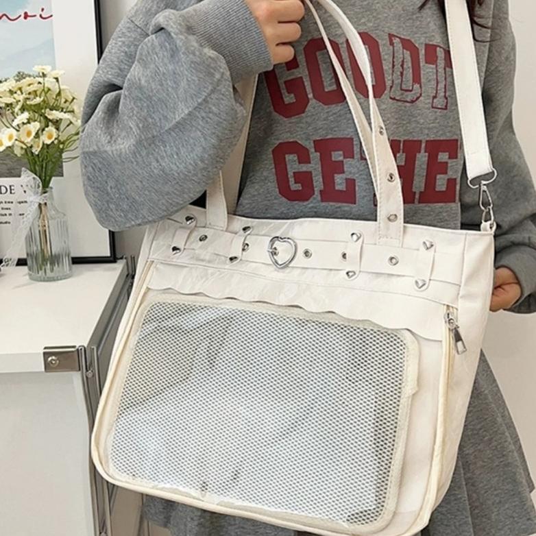 Tas Kuliah Untuk Simpan Badge / Tas Selempang Bahu Pu Jepang / Transparan Tas Itabag