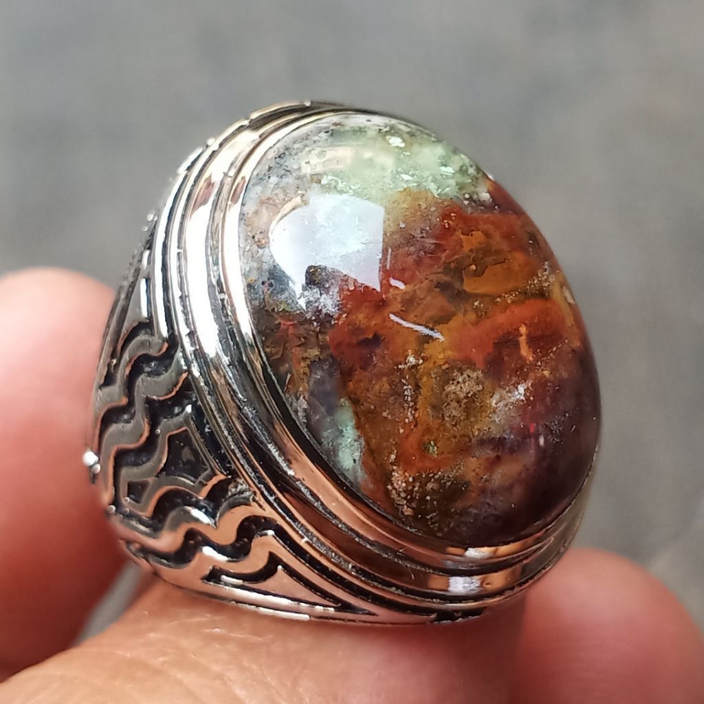 Batu Pancawarna Garut - Cincin Batu Akik Garut - Akik Pancawarna