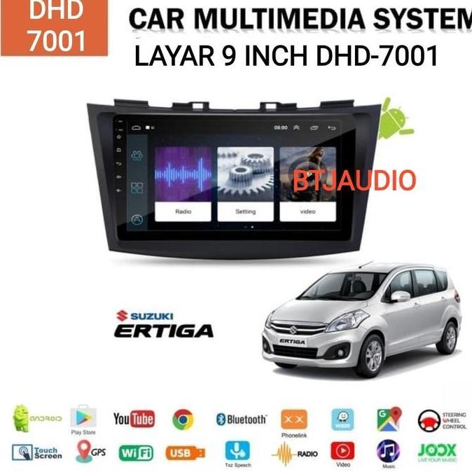 HEAD UNIT TAPE TV MOBIL DOUBLE DIN ANDROID MERK ORCA/DHD/SKELETON UNTUK ERTIGA/SWIFT LAYAR 9 INCH