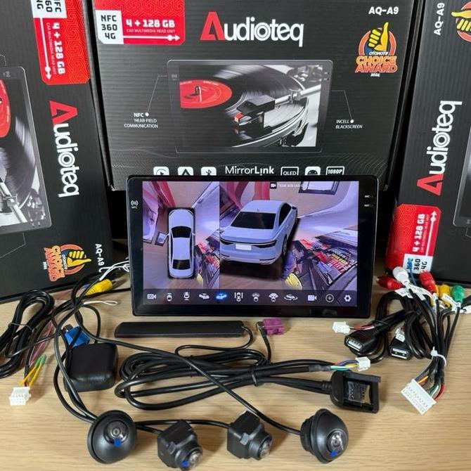 PAKET HEAD UNIT ANDROID 9" AUDIOTEQ + CAMERA 360 ANDROID AUDIOTEQ RAM 4/128 GB - GSM 4G ANDROOD AUDI