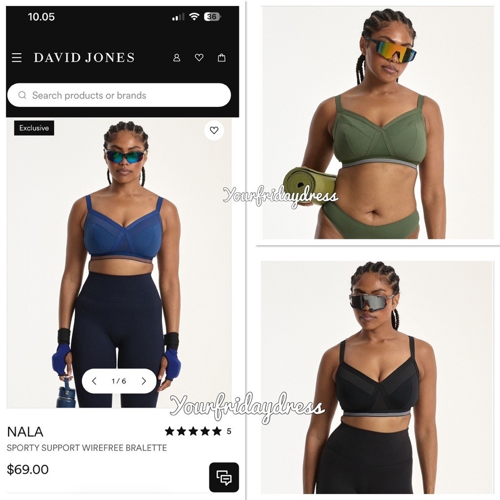 (Cup E F G H)NALA by David Jones (Australian Product) Sporty Support Wirefree Bralette bh tanpa kawa