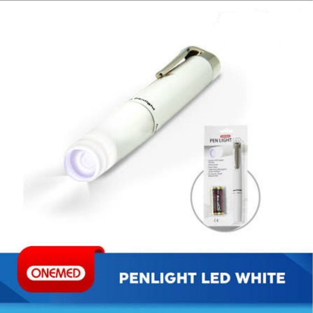 Lampu LED Pen Onemed Penlight LED Putih dengan Clip Portable