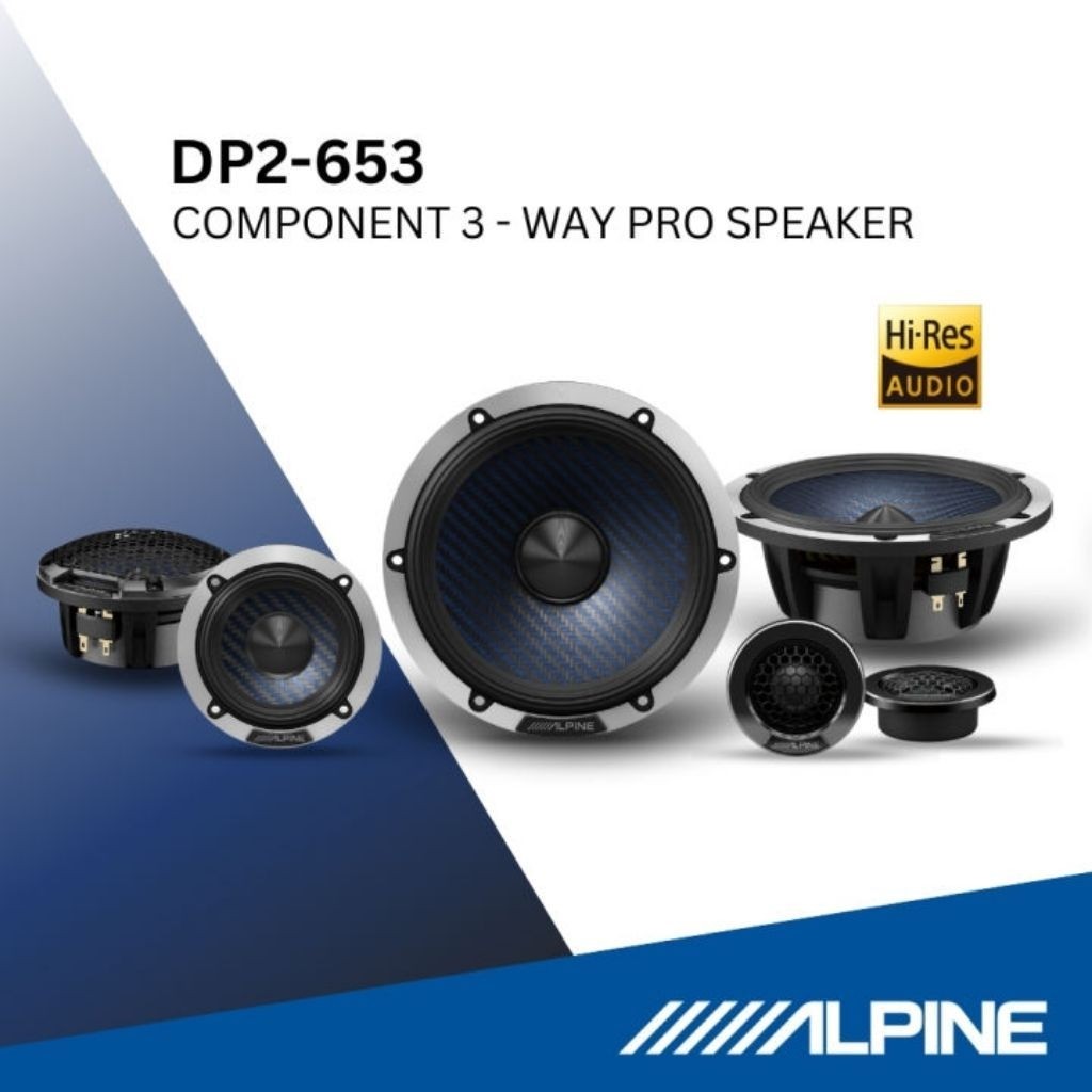 ALPINE DP2-653 Speaker Mobil 3-Way Hi-Res Audio Tweeter 1 Inci Midrange 3.5 Inci Woofer 6.5 Inci