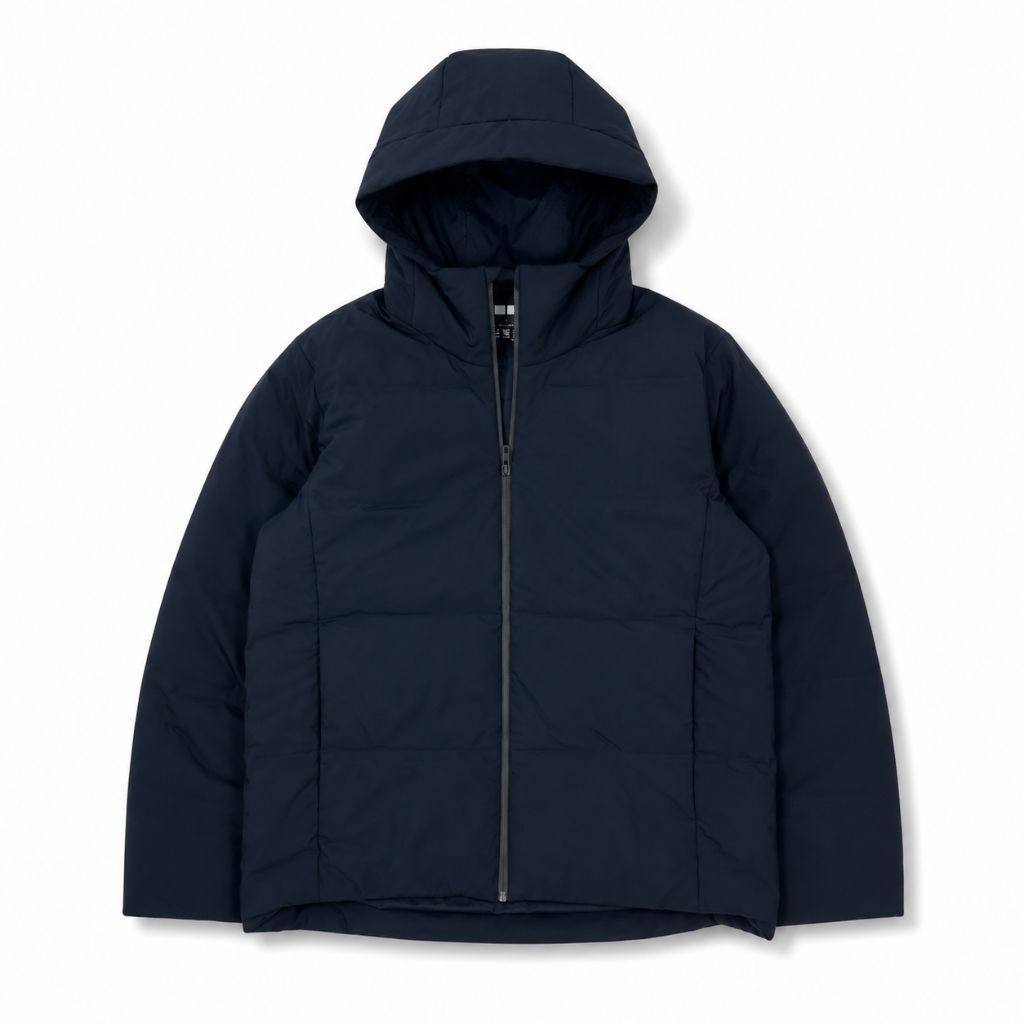 Not Uniqlo - Seamles Down Parka Navy Pria Wanita Windproof Waterproof Bulu Angsa - Preloved Grade A 