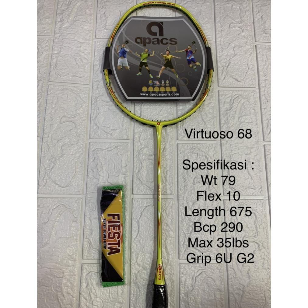Raket Badminton APACS VIRTUOSO 68 GRIP 6U G2 bisa 35lbs ORIGINAL