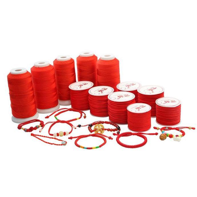 Craft- Beadia 1Rolltali Nilon Untuk Membuat Perhiasan - Tali Kepang Merah Untuk Gelang, Kalung, Kera